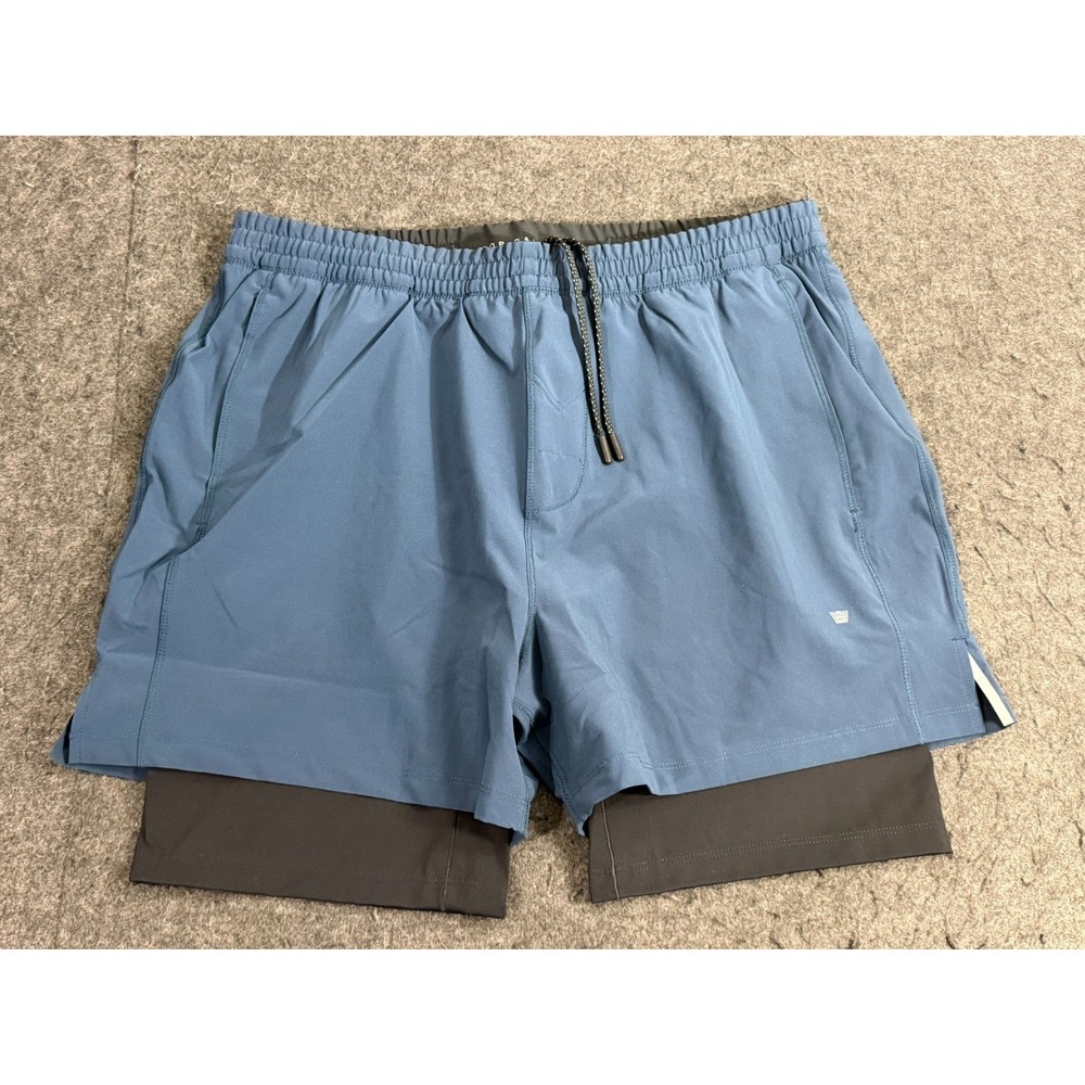 Mack Weldon Men's Active Stratus Compression Lined Shorts Blue Size Large $98